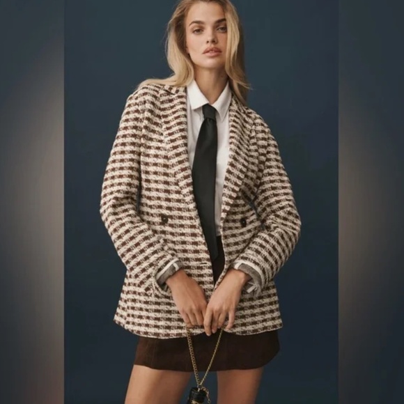 Anthropologie Jackets & Blazers - Anthropologie Dolan Left Coast Knit Houndstooth Blazer – Women’s Large